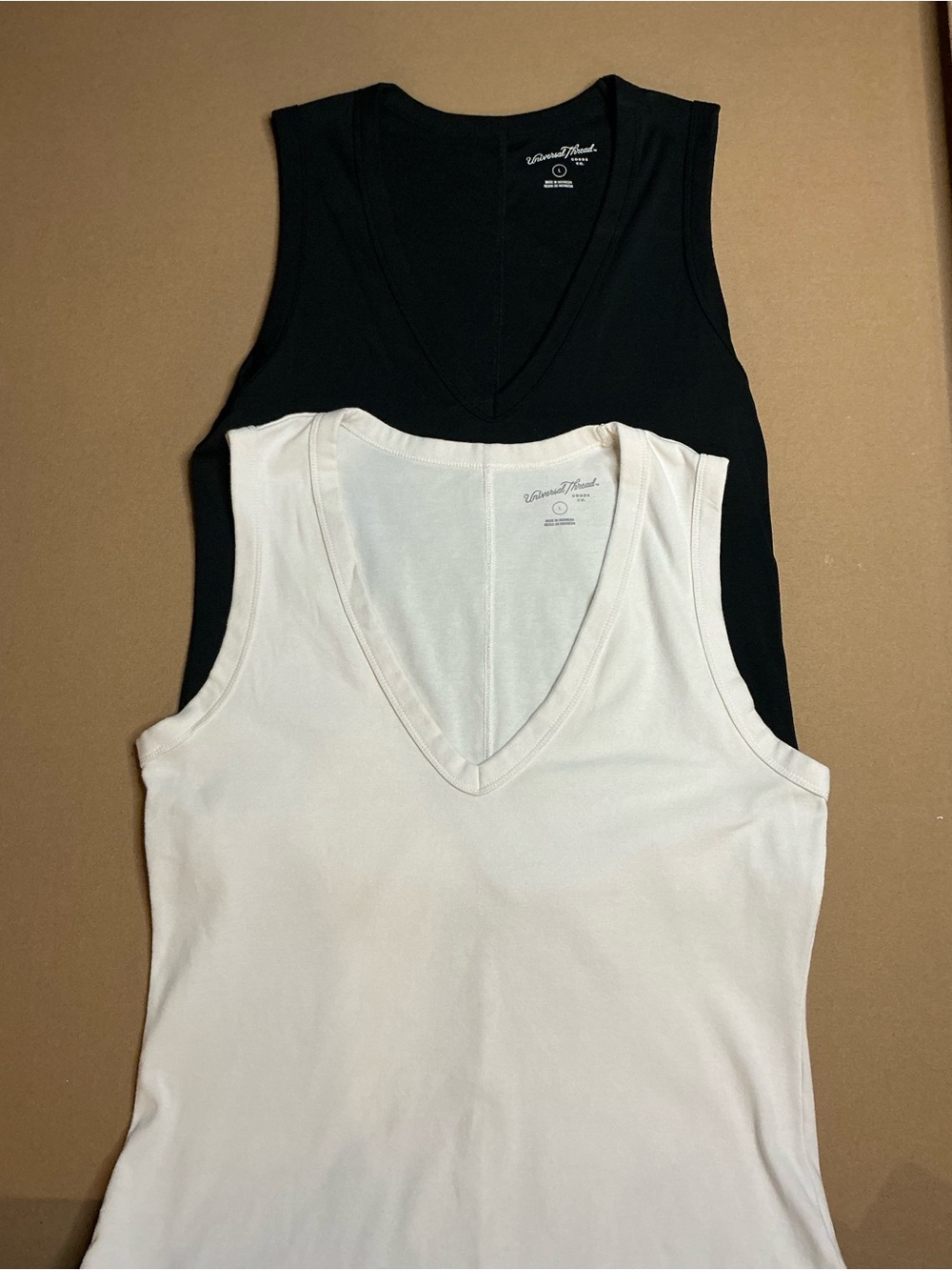 TWO deep V neck sleeveless tank Tshirts size large